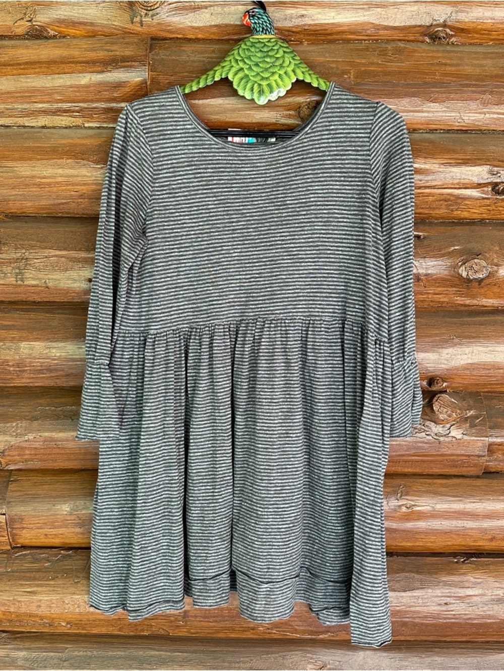 Free People Gray & White Striped Tunic